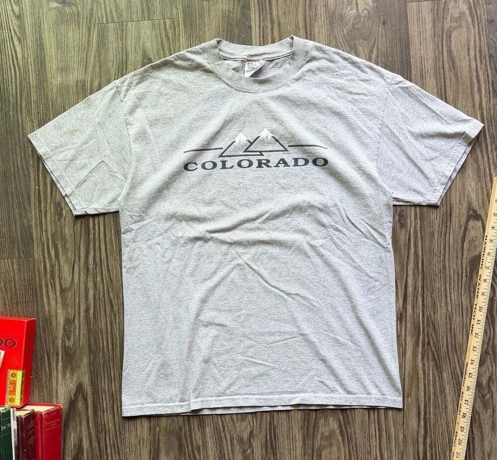 Vintage Hanes ComfortBlend Colorado Mountain Souvenir Graphic T-Shirt Gray Adult